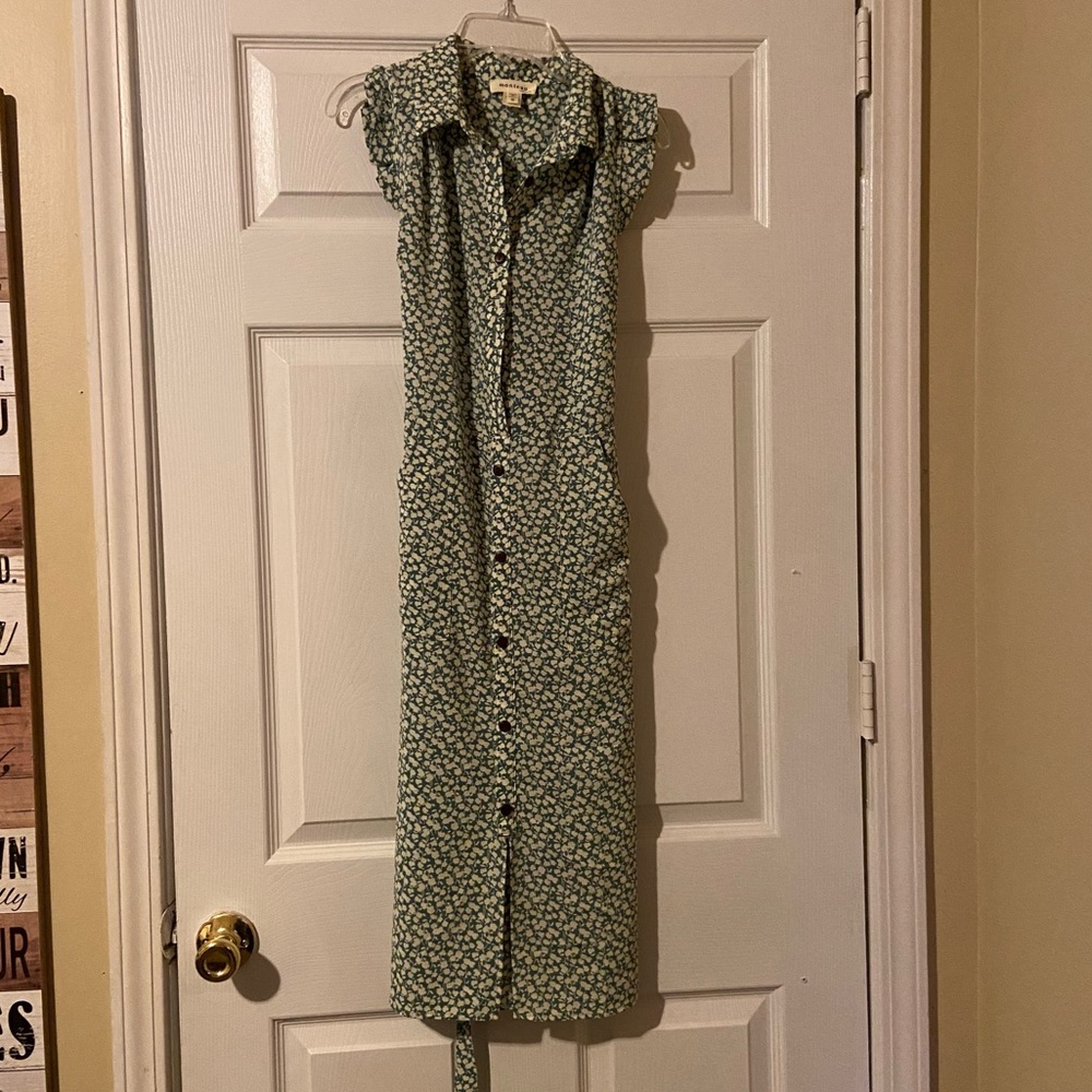 Green Floral Summer Dress, Size S, Brand: monteau